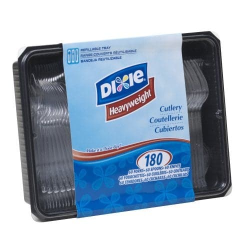 Dixie Cutlery Keeper with HeavyWeight Polystyrene Forks Knives and Teaspoons by GP PRO GeorgiaPacific Clear CH0180DX7 1800 Count Case of 1 Pack 60 Forks 60 Knives 60 Spoons Per Pack