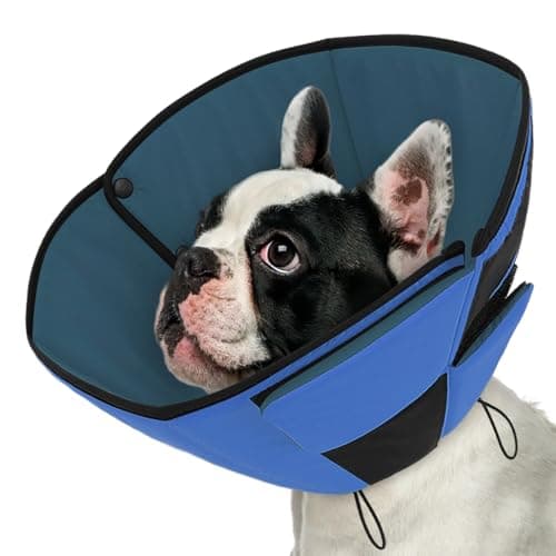 Queenmore Dog Cones for Small Dogs, Soft Dog Cone After Surgery, Adjustable Comfy Cones for Dogs, Comfortable Pet Cone After Surgery for Wound Healing, Blue S