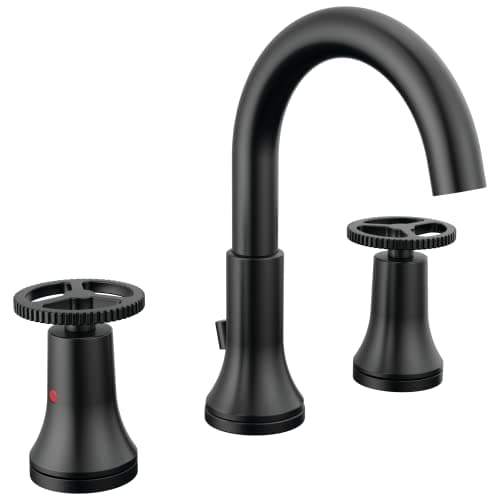 Delta Faucet Trinsic Widespread Bathroom Faucet 3 Hole Matte Black Bathroom Faucet Diamond Seal Technology Metal Drain Assembly Matte Black 3558BLMPUDST