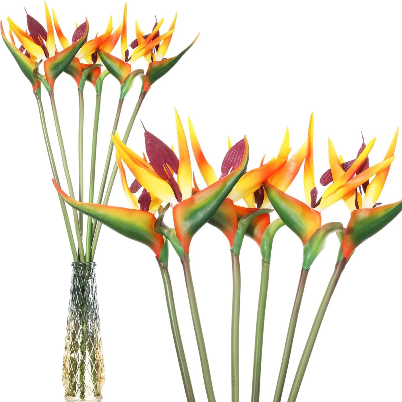 Hanaive 12 Pcs Bird of Paradise Artificial Plant 24 Inches Hawaiian Tropical Flowers Fake Rubber Strelitzia Faux Flowers Bouquet for Home Garden Office Wedding Indoor Outside Party Decor DIY Yellow