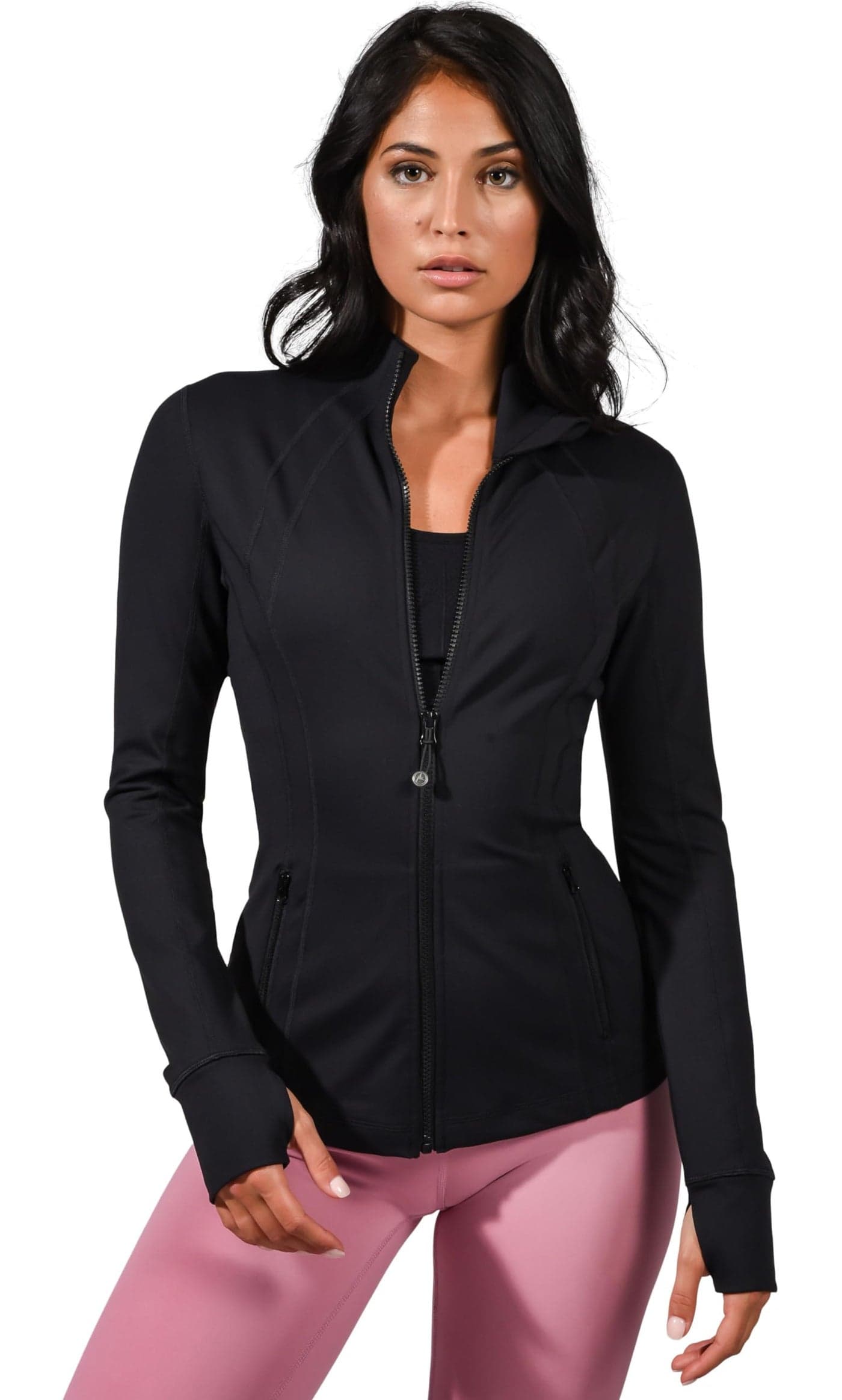 90 Degree By Reflex Women’s Lightweight, Full Zip Running Track Jacket - Black - XL
