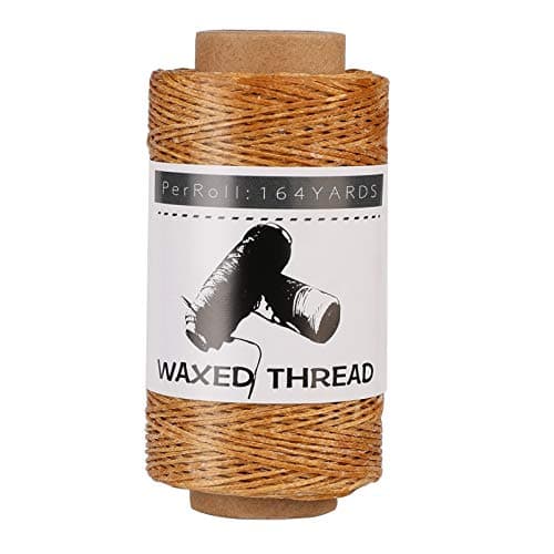 Jupean Waxed Thread, 150m /164Yards Medium Coffee Leather Waxed Thread, Leather Sewing Threads, Hand Stitching Threads for Hand Sewing, Bookbinding, and Beginners Craft DIY