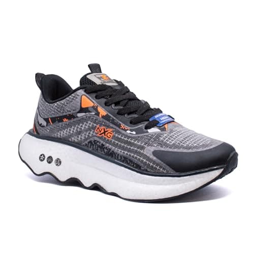 Columbus SUSTAINSTEP Sports Shoe - Running Shoe| Walking Shoe| Training & Gym Shoe| Outdoors Shoe for Men's, (Black & Fluorescent Orange), UK7