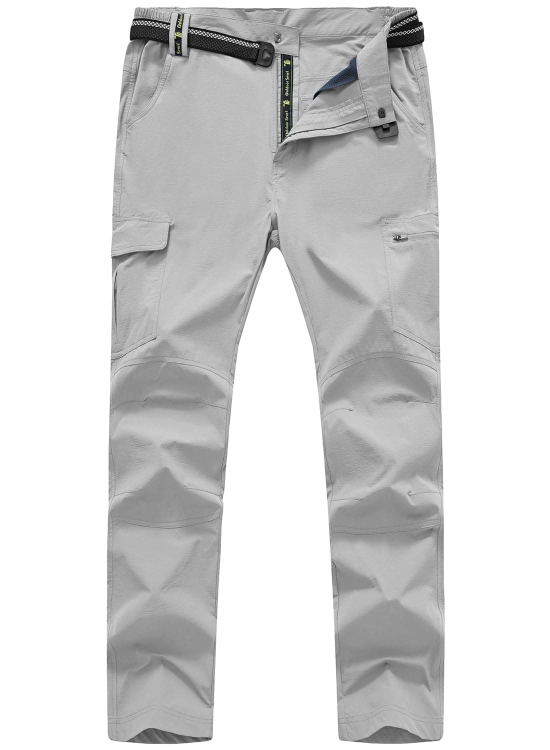 TBMPOY Mens Hiking Work Cargo Pants Lightweight Waterproof Quick Dry Outdoor Mountain Pant Summer Fishing Camping Light Grey L