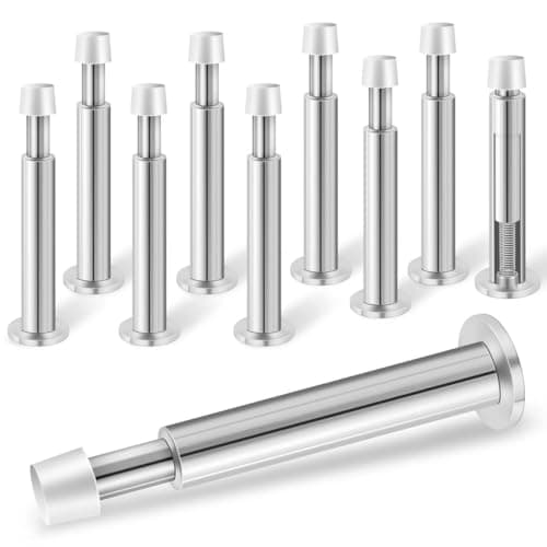 KOLAKO Door Stops 10 Pack Door Stoppers for Wall Spring Door Stop 44 Inch Long Door Stopper Wall Bumper Protector Doorstops for Bottom or Top Silver