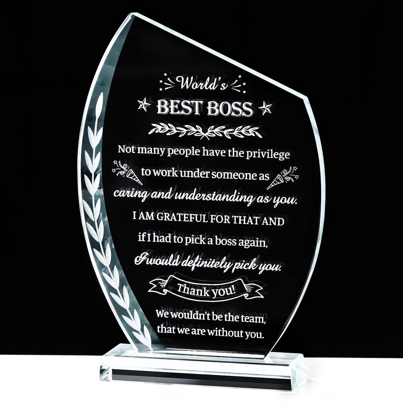 Movdyka Boss Gifts for Men Women Crystal Keepsakes Plaque Worlds Best Boss Gifts Appreciation Thank You Gifts Great Boss Day Birthday Ideas for Boss Office Farewell Gifts Retirement