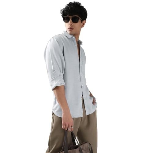 Urbano Fashion Men's Light Grey Linen Blend Full Sleeve Relaxed Fit Casual Solid Shirt (shirtlinregfl-02-lgrey-2xl)