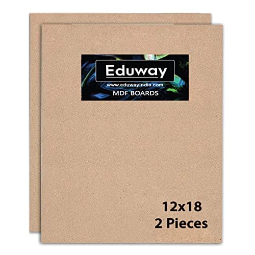 Eduway® 12x18 Inch MDF Board Wood Sheet for Mandala , Lippan, Resin Art & Craft, 4mm Thick, Pack of –2 - Premium Cardboard Material for Artists, Art and Craft Students - Hard Cutout in Small and Large Sizes (30x45 cms)