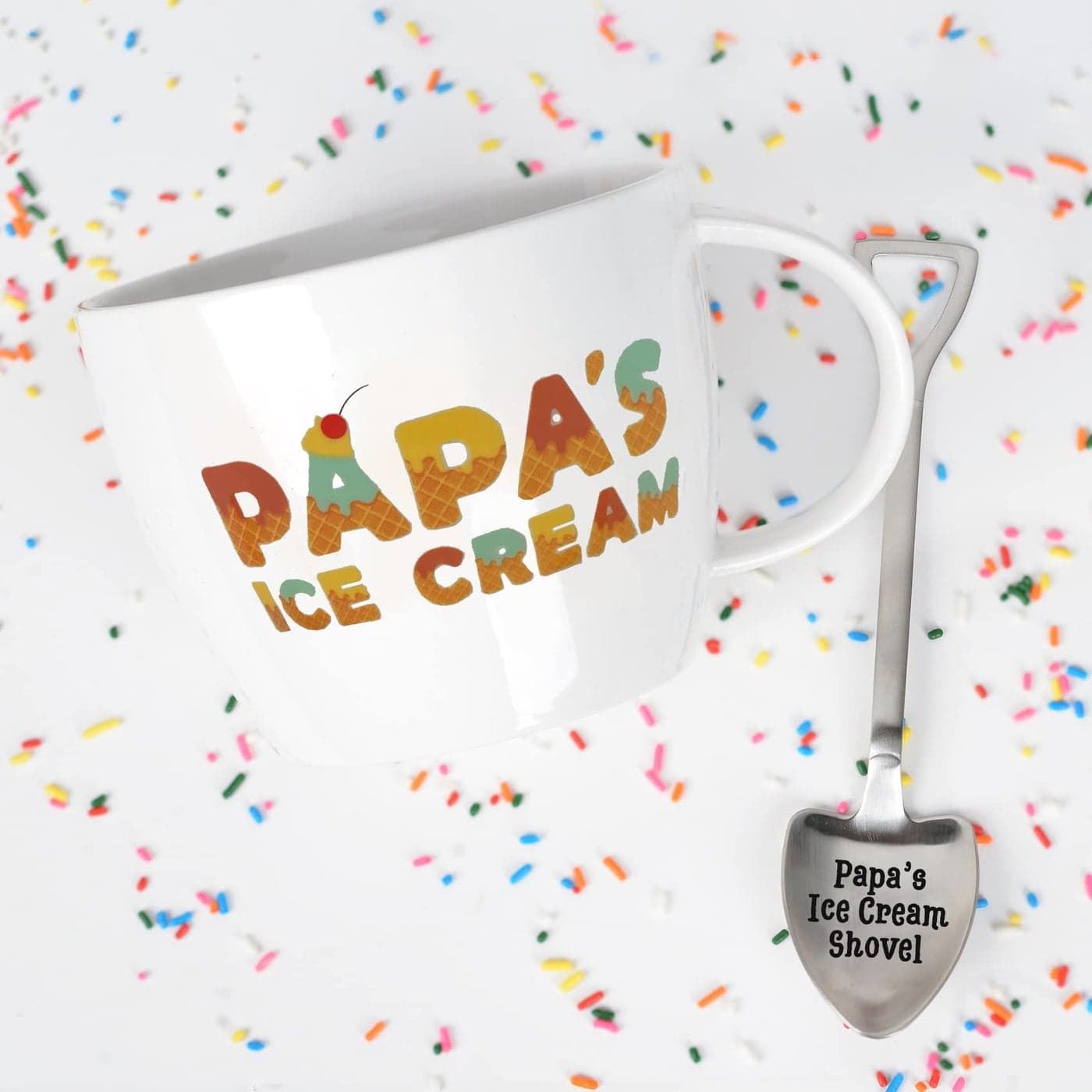 Josephine on Caffeine Papas Ice Cream Bowl and Spoon Ideal Fathers Day Christmas or Birthday Gift