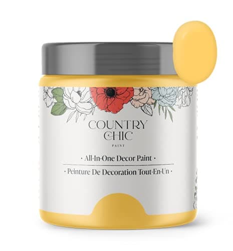 Country Chic All-in-One Chalk Paint for Furniture, Cabinets, Home Decor, Eco-Friendly, Matte Finish, Built-In Primer & Top Coat for Wood, Metal - Yellow Wellies (Yellow) - Pint 16 oz (475 ml)
