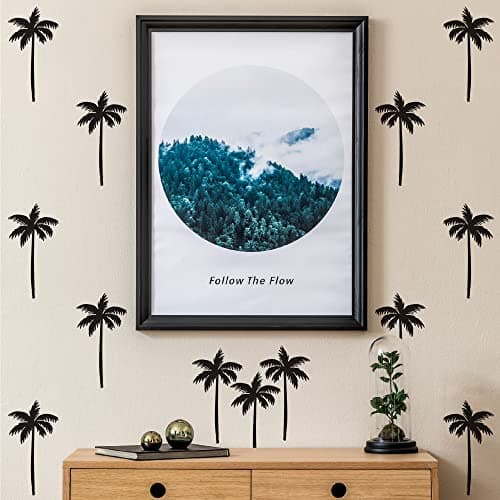 SHYJSHYJ A Room with Black Vinyl Palm Tree Wall Decals Peel and Stick Modern Wall Stickers for Nursery Kids Room Bedroom Living Room Home Wall Art Decor