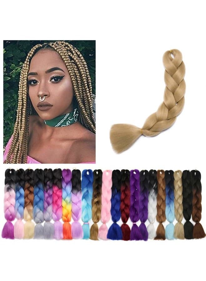 Ash Blonde Braiding Hair 1 Bundle 24inch Jumbo Braiding Hair Extensions High Temperature Synthetic Braid Hair Braiding Hair Pre Stretched Braid Extensions