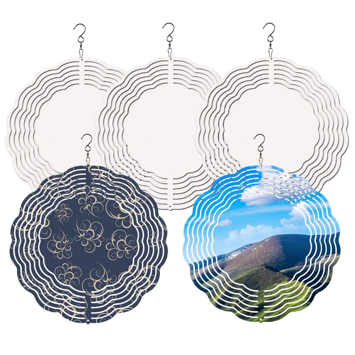5PCS Sublimation Wind Spinner Blanks 8 Inch Stainless Steel Metal Indoor Outdoor Garden Decoration for Heat Press Transfer