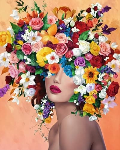 ldazao Paint By Numbers Kit for Adults Flower Color Adult Paint By Number Kits Paint and Sip Kit Canvas Oil Painting Kit Girl Crafts for Women Gift Flameless 16x20 Inch Flameless
