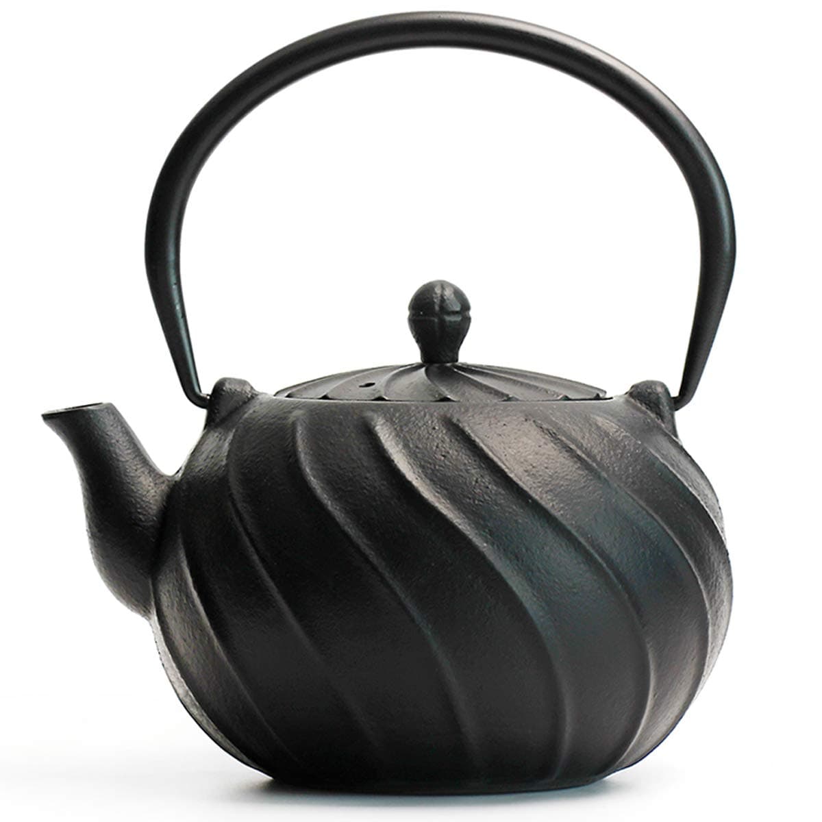 Tea Kettle TOPTIER Japanese Cast Iron Teapot with Infuser Cast Iron Tea Kettle Stovetop Safe Wave Design Teapot Coated with Enameled Interior for 30 Ounce 900 ml Midnight Black