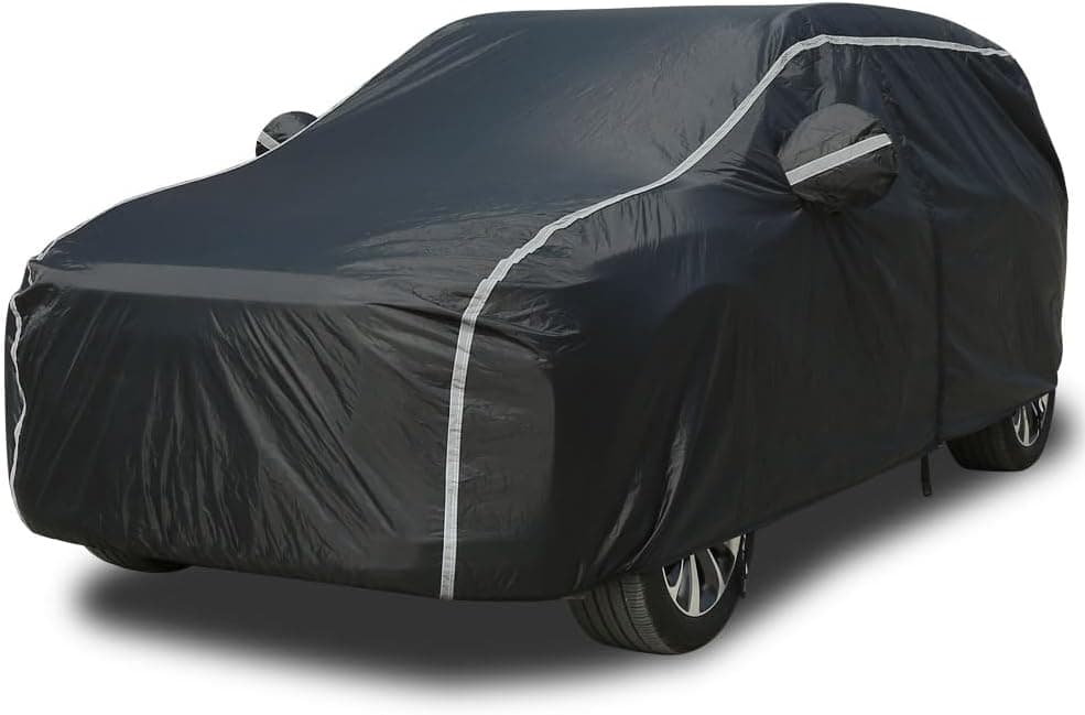 Coverado Waterproof All Weather Car Cover for SUV (206-215 inches) - Black with Zipper Door