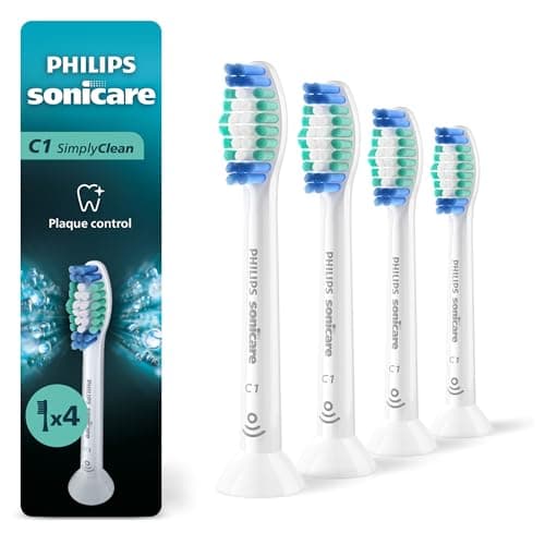 Philips Sonicare C1 SimplyClean Genuine Replacement Electric Toothbrush Heads White 4 Pack One Year Supply HX601465
