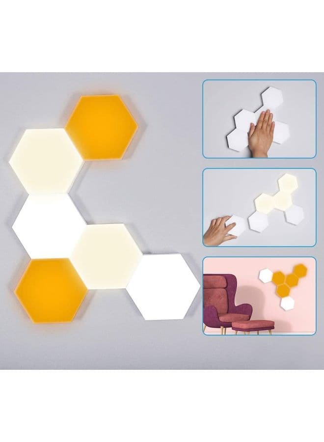 6 Piece Hexagonal Wall Light White/Orange