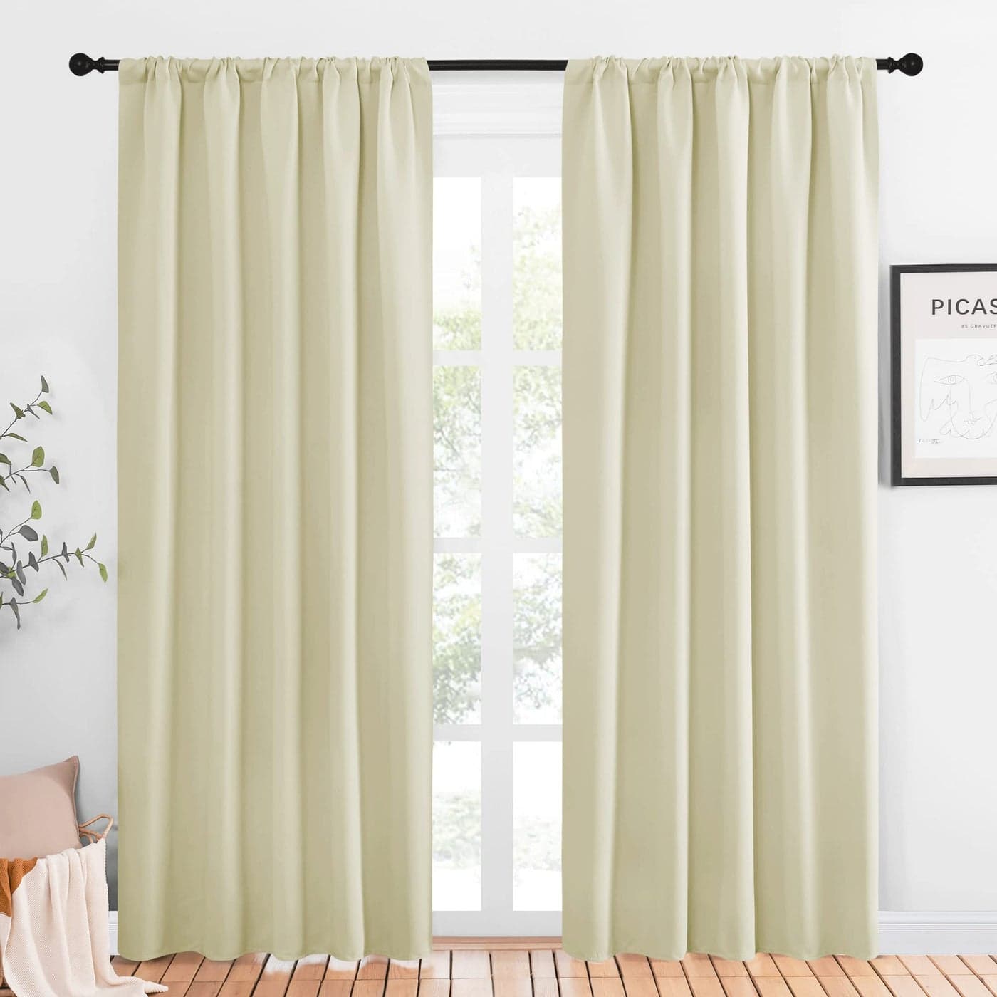 NICETOWN Room Darkening Curtains for Bedroom Home Decoration Privacy Protection Thermal Insulated Solid DrapesDraperies for Sliding Glass Door Beige Set of 2 52 x 84 inches