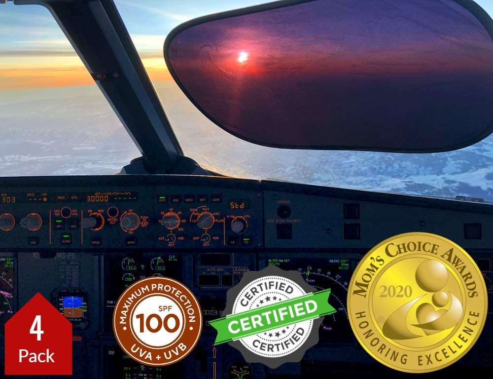 kinder Fluff Car Window Shade 4PackThe Only Certified Cockpit Car Window Shade for Baby Pilots Proven to Block 9995 UVR Moms Choice Gold Award Aircraft Side Window Sunshades Standard