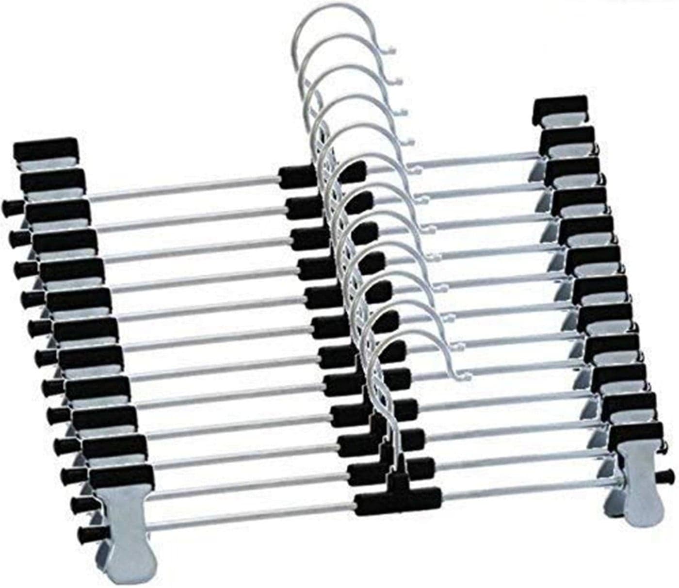 ROLLYWARE Stainless Steel Hangers, Metal Adjustable Non Slip Clips, Space Saving Swivel Hook, Cloths Pants Skirt Children Shorts Hanger, Slack Jacket Dress Shirt Clothes Scarf Saree Coat (12)