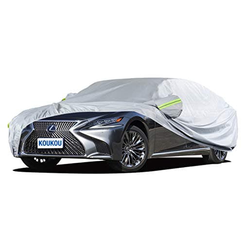 KouKou 6 Layers Car Cover Waterproof All Weather for Automobiles, Full Exterior Covers Universal Fit Sedan Lexus ES350 LS400, Lincoln MKZ MKS, Tesla Model S, BMW 750i, etc.(Length 208 inches)