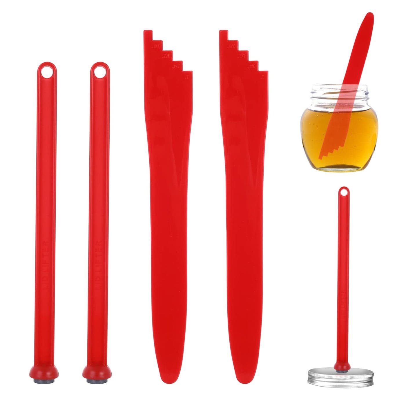 ASTER 4 Pieces Canning Kit2 Pieces Canning Magnetic Lid Lifter Canning Lid Lifter 7 Inch 2 Pieces Canning Bubble Popper Remover Canning Lid Magnet ToolsRed