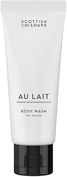 Scottish Fine Soaps Au Lait Body Wash 75ml Travel Size Gentle Exfoliating Body Wash with Lactic Acid and Milk Extracts