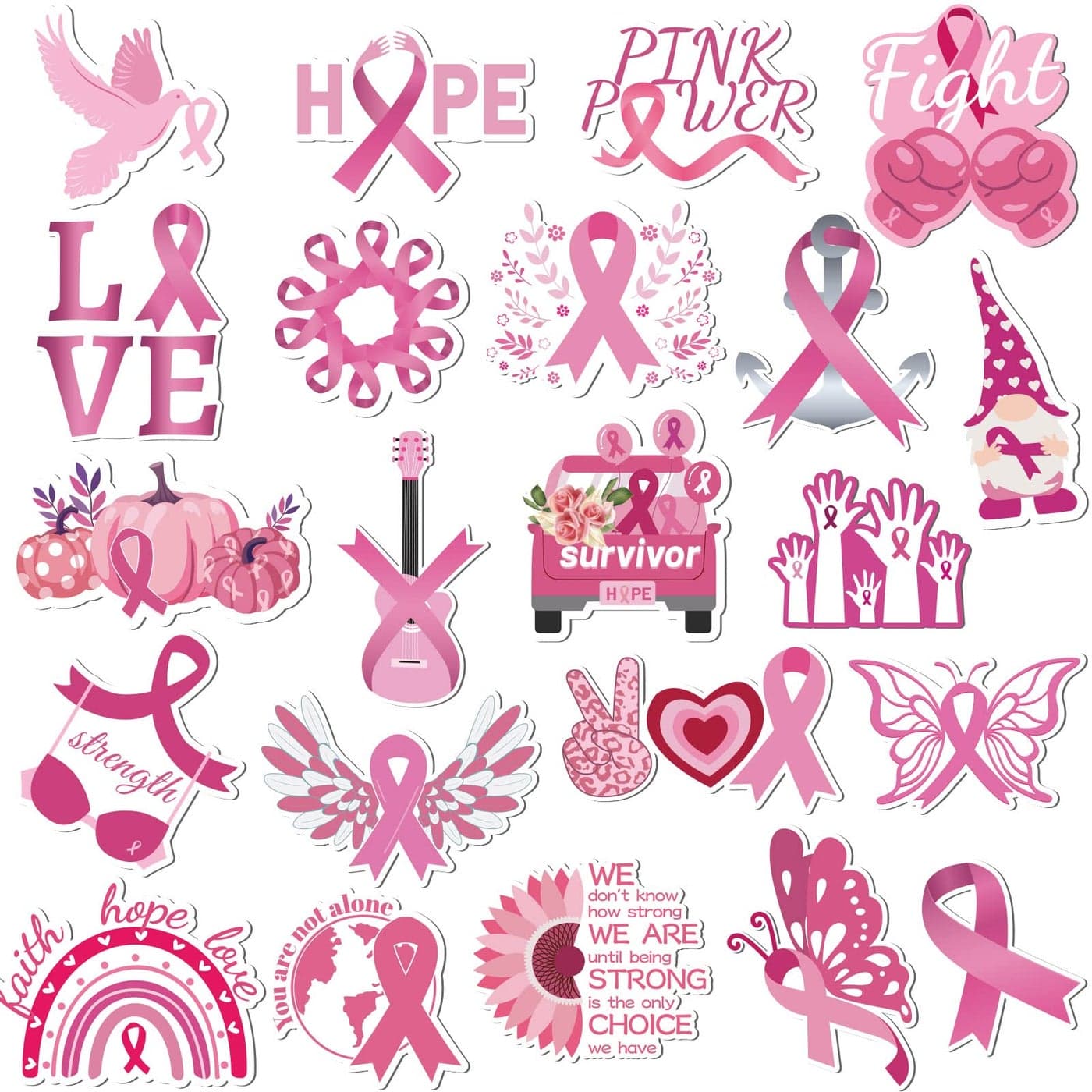 Breast Cancer Awareness Magnets JULMELON 22pcs Breast Cancer Awareness Pink Ribbon Car Magnets Decorations Accessories for Charity Event Supplies Home Fridge Car Bumpers Party Decor