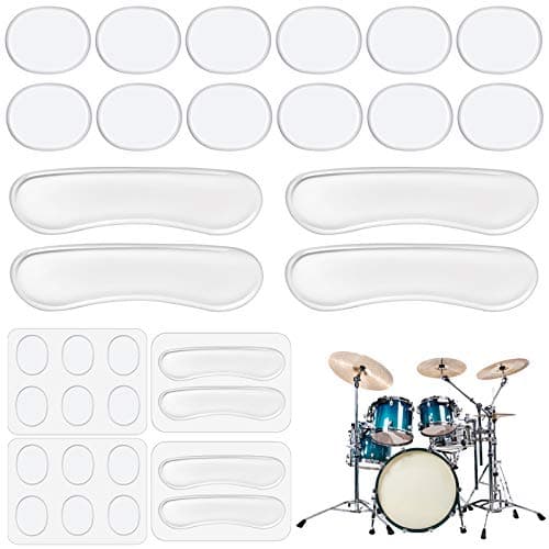 MIKIMIQI Drum Dampeners - 16 Pcs Gel Pads, Round & Long Silicone Drum Silencers for Tone Control