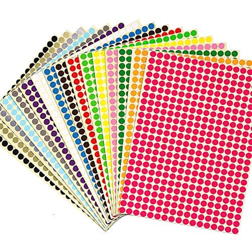 JANYUN 26656 Pieces Colored Dot Stickers, 1/4" Small Color Labels Coding Circle Round Coding Dot Labels Stickers 20 Colors for Office, Classroom