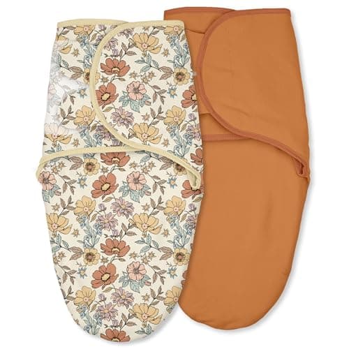 CIVARUA KIDS Baby Swaddles for Newborn Organic CottonSoft Snug Newborn Velcro Swaddle 03 Months Sleep Sack Helps Calm Startle Reflex 2Pack Wrap Nursery Swaddling Blankets Retro Floral