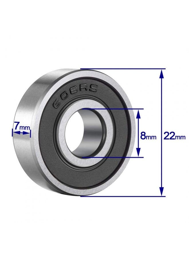 ANCIRS 20pcs 608-2RS Ball Bearing Double Rubber Sealed Miniature Deep Groove 608rs for Skateboard Inline Scooter Roller Blade Skate(8mm x 22mm x 7mm)