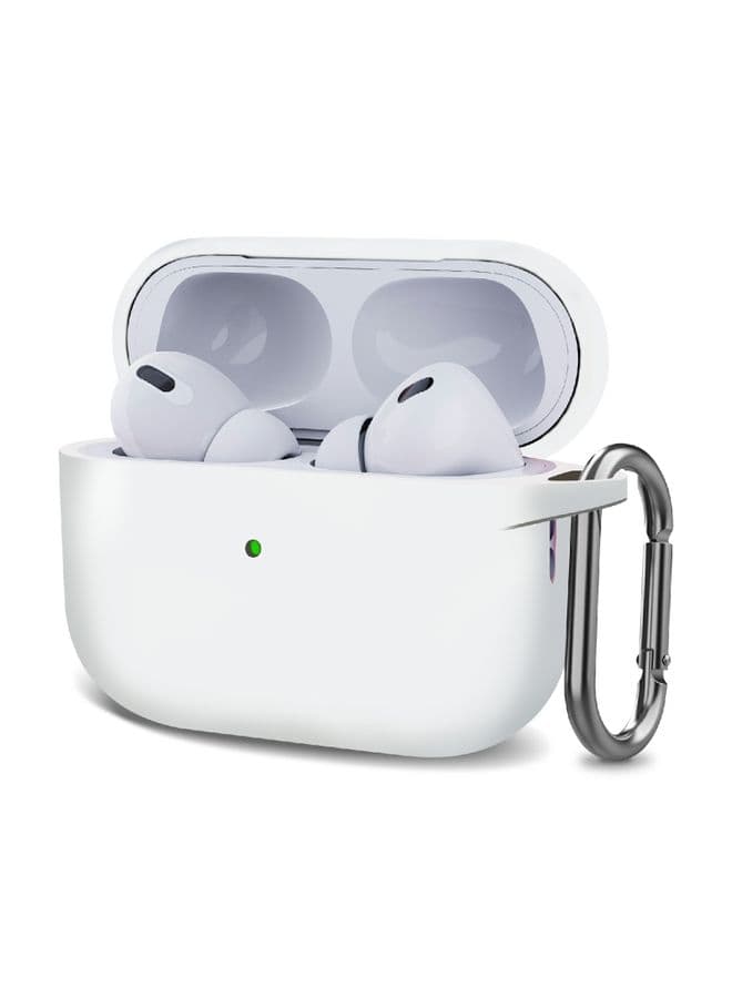 Case Cover Silicone Thickening Wireless Earphone Protective Case with Hook For AirPods Pro 2 White