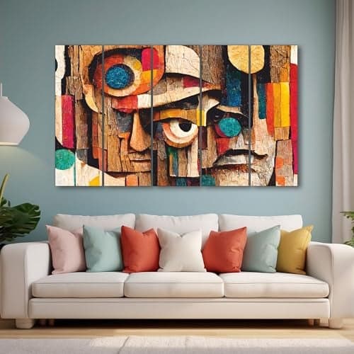 The Castle Decor Abstract Face art painting with frame Big Size(27x48) Wall art for living room,Bedroom,Drawing room,Hotels-Wooden Framed-Digital Painting