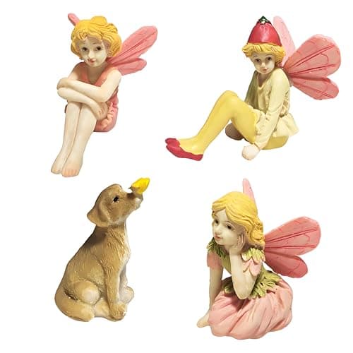 JIUMO Miniature Fairies for Fairy Garden Fairy Figurines Accessories Outdoor Little Fairies Mini Fairies Set for Kids Garden Miniature Boy Fairies