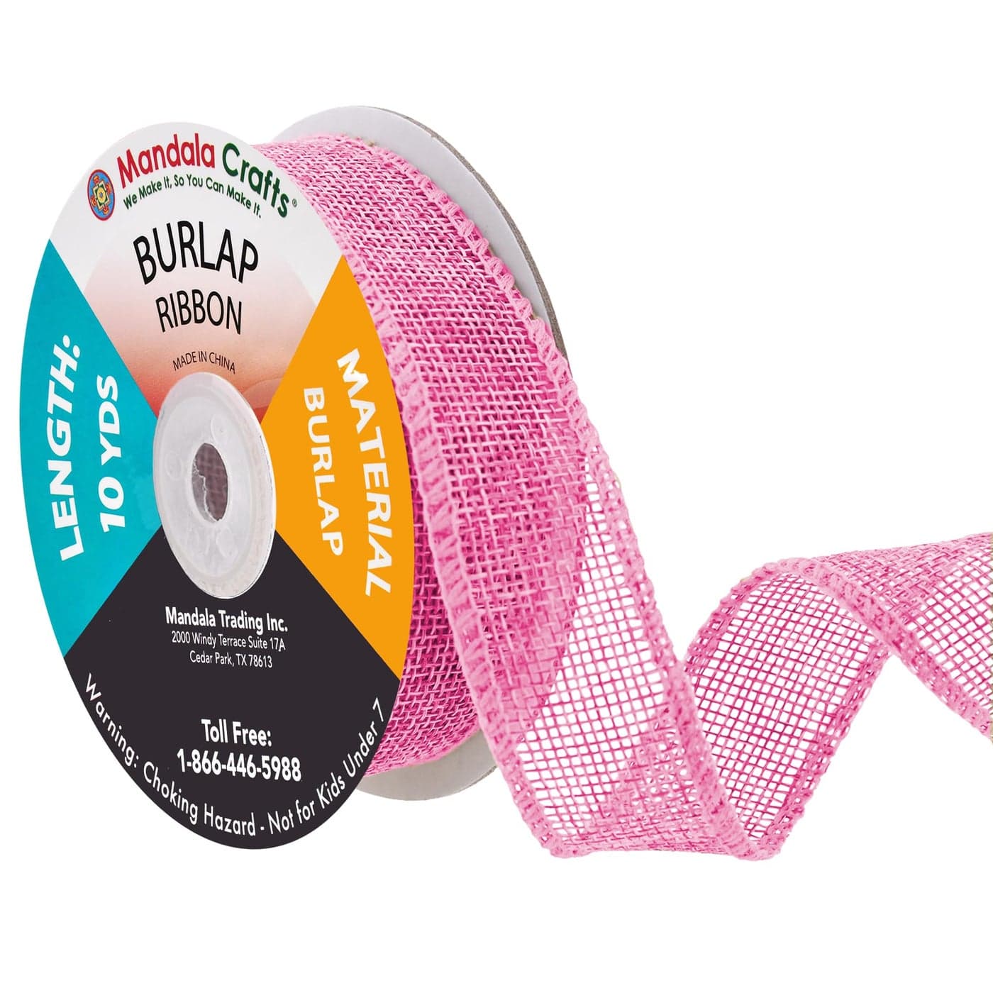 Mandala Crafts Pink Burlap Ribbon 1 Inch Wide Jute Ribbons for Crafts 20 Yds Roll Rustic Burlap Wrap Trim Ribbons for Wreaths Bows Wedding Party Decoration