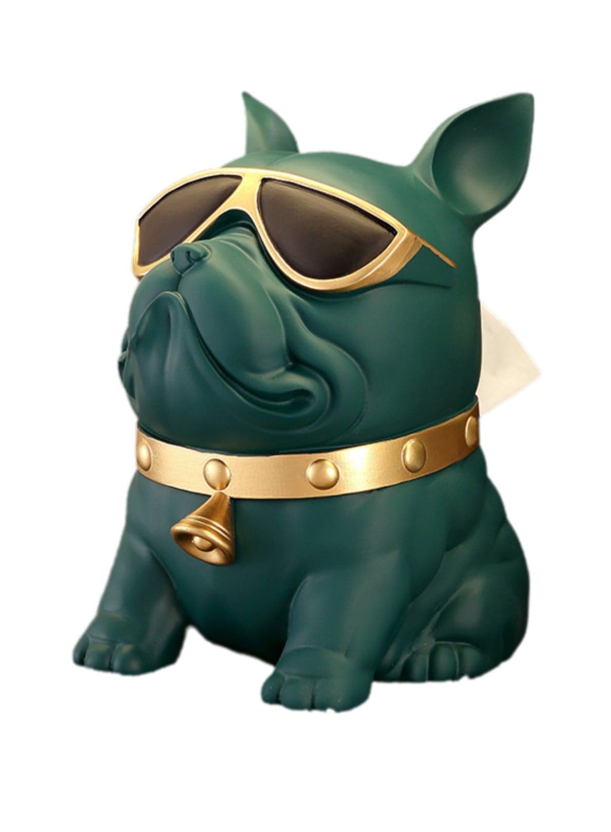 French Bulldog Paper Towel Holder - Artistic Resin Dog Sculpture and Multifunctional Home and Office Decor - Multi-Room, Dual-Function Design for Living Spaces and Workplaces (Dark green)