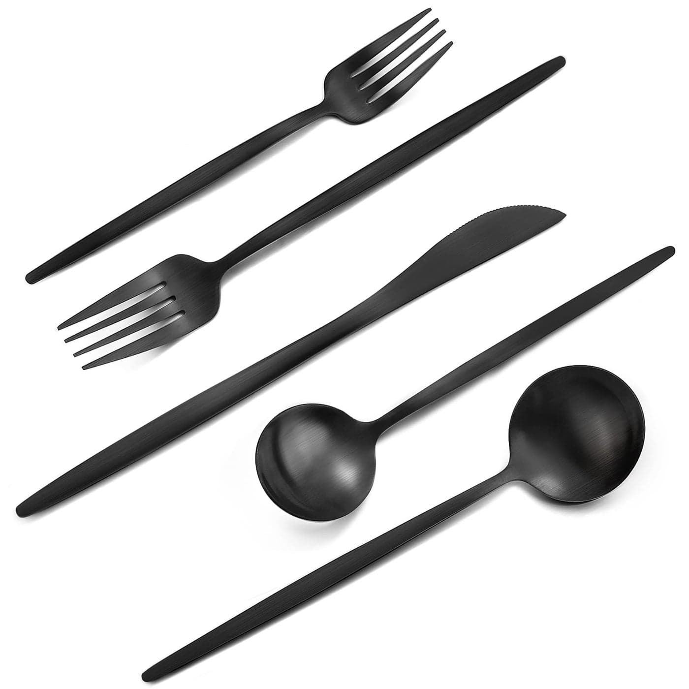 Matte Black Silverware Set VANVRO 40Piece Stainless Steel Flatware Set Satin Finish tableware Cutlery Set Service for 8 Home and Restaurant Dishwasher Safe