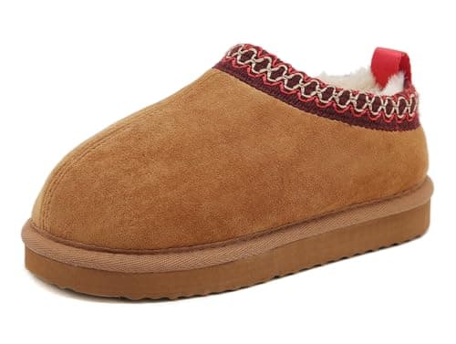 SMajong Kids Slippers Plush Warm Girls Fuzzy House Slippers Boys Platform Slipper Slipon Shoes Winter Indoor Outdoor Red Brown 115 Little KidSole Size 31
