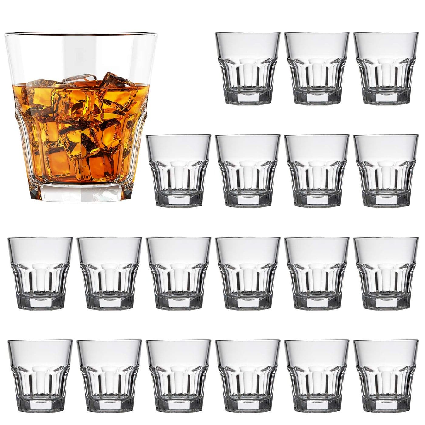 QAPPDA Shot Glass Set Whiskey Shot GlassesHeavy Base Shot Cups 45ozCocktailRocks GlassesMini Glass Cup For liqueurDouble Side Cordial GlassesTequila Vodka Cups Set Of 20