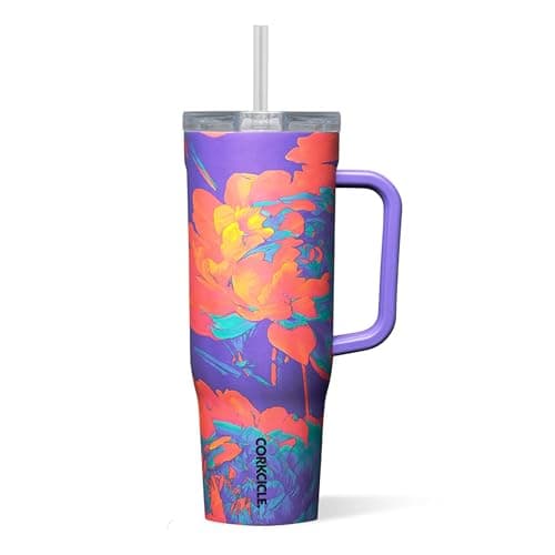 Corkcicle Cruiser Insulated Tumbler Keeps Drinks Cold 20 Hours TripleInsulated Stainless Steel SpillProof Lid Summer Drinkware Gift Keeps Drinks Ice Cold 40 oz Super Bloom