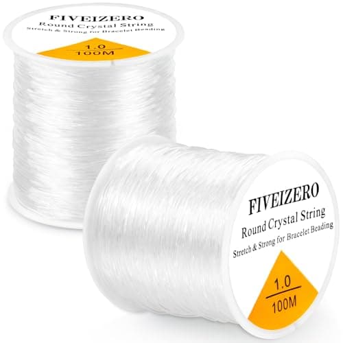 2 Rolls FIVEIZERO Elastic Bracelet String Cord – 0.4/0.5/0.6/0.7/0.8/1mm Clear Stretchy Bead Cord, 218 Yards Total for Bracelets, Necklaces, Beading, and Jewelry Making