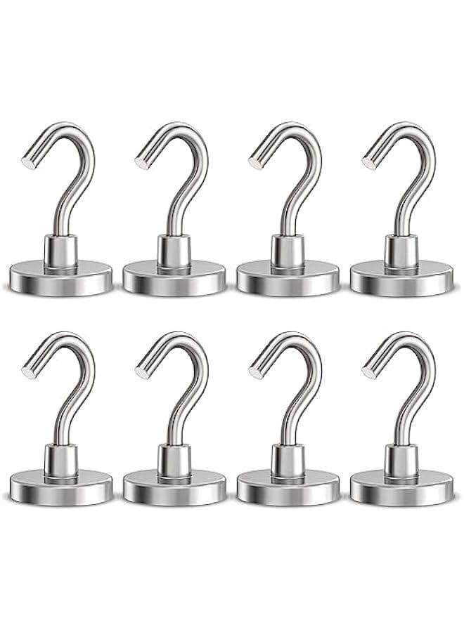 Magnetic Hooks Heavy Duty, 100 lbs Strong Hooks for Hanging, Magnet with Hook for Cruise, Grill, Fridge, Pack of 8