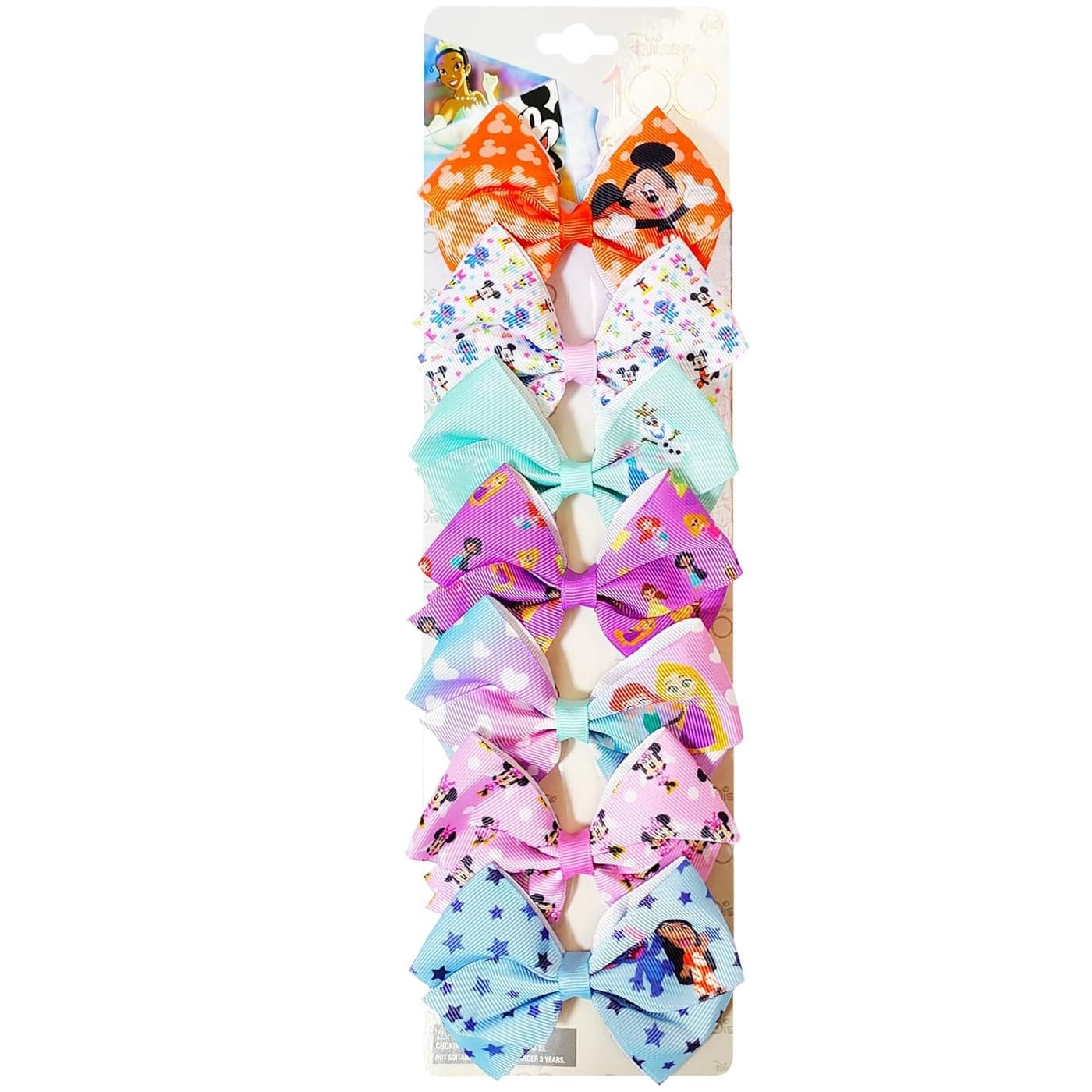 Disney 100 Hair Accessories Gift Set Disney Hair Bows 7 Pcs 4 Inch Bow Bundle Hair Bows for Girls Different print on each clip Alligator Clip Ages 3