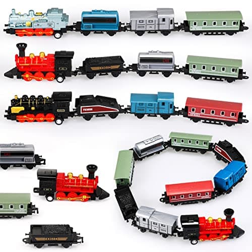 Hanaive 3 Sets Train Toys Mini Simulation Steam Toys Small Retro Steam Train Model Pull Back Set Diecast Locomotive Model Set for Boys and Girls Gifts Birthday Party Favor School Reward Gifts