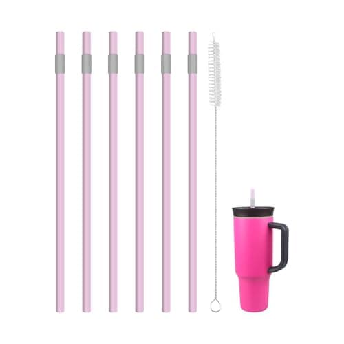 KLOWOAH Replacement Straws for Owala 40oz Tumbler, with 1 Brush,6 Pack (light red)