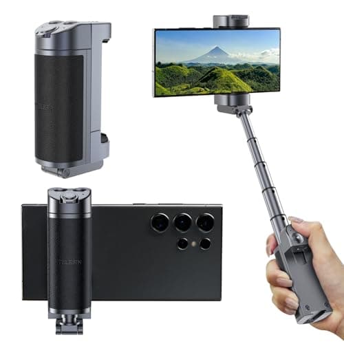 TELESIN Phone Camera Grip for Smartphone Bluetooth Mobile Phones Handle Holder Phone Shutter Grip Selfie Stick with Detachable Remote for OneHanded Control for iPhone Samsung Android Video Shooting
