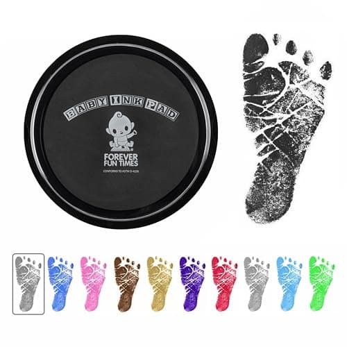 Baby Hand and Footprint Kit by Forever Fun Times | Get Hundreds of Detailed Prints with One Baby Safe Ink Pad | Easy to Clean, and Works with Any Paper or Card | Clean and Safe (Big Black)