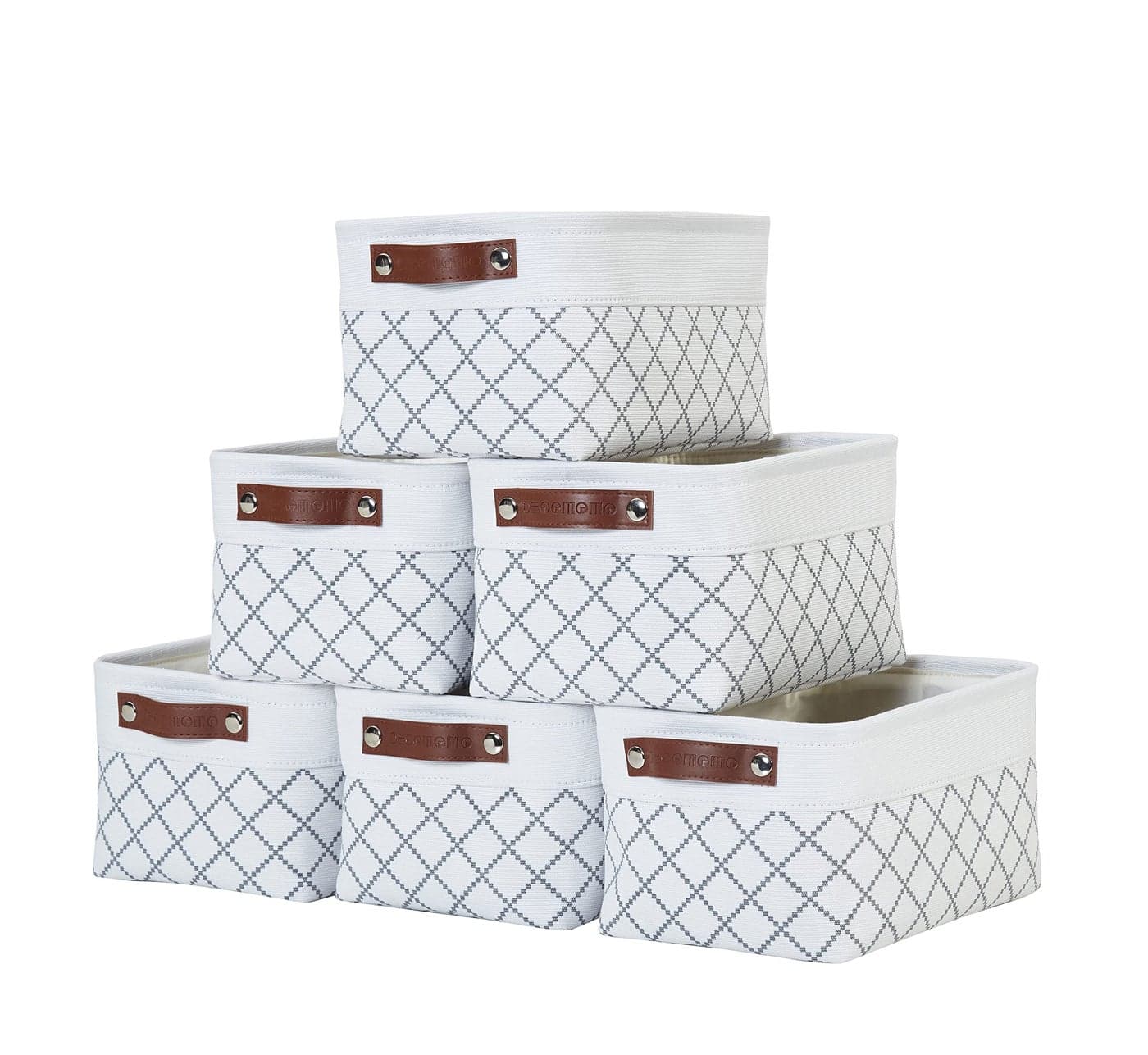 DECOMOMO Small Storage Basket, Closet Storage Bins, Baskets for Organizing Shelves (White Check, Small - 6 Pack)